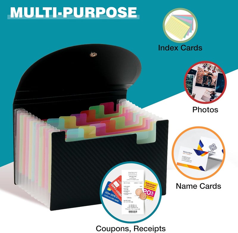 H4D Coupon Receipt Holder, 13 Pocket Accordion File Organizer, 7x4.5 Inches, Black - Image 5